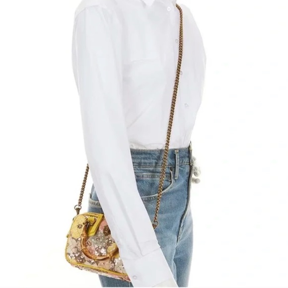 Kurt Geiger Extra Small Kensington Bamboo Handle Sequin Crossbody Bag Purse - Picture 4 of 11